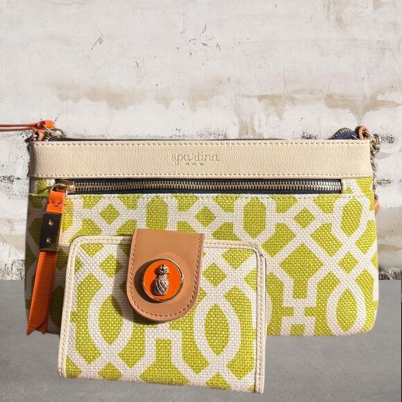 Spartina 449 Handbags - Spartina 449 Heyward Lime & Cream Crossbody Bag with Wallet NWOT